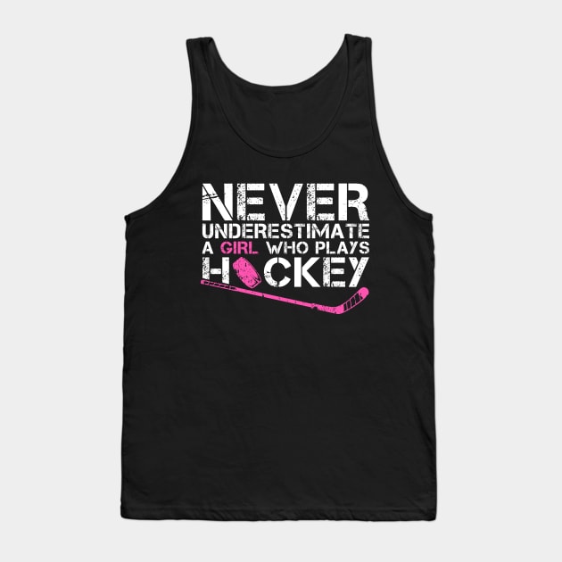 Funny Ice Hockey Player For Women Girls Hockey Lovers Tank Top by MetalHoneyDesigns